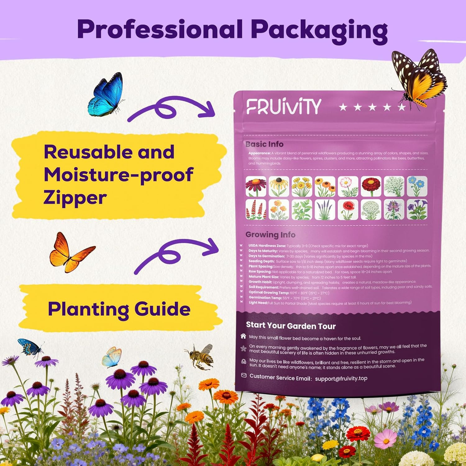 200,000+ Wildflower Seeds Bulk (4Oz) – 16 Varieties Perennial & Annual Mix, Attr