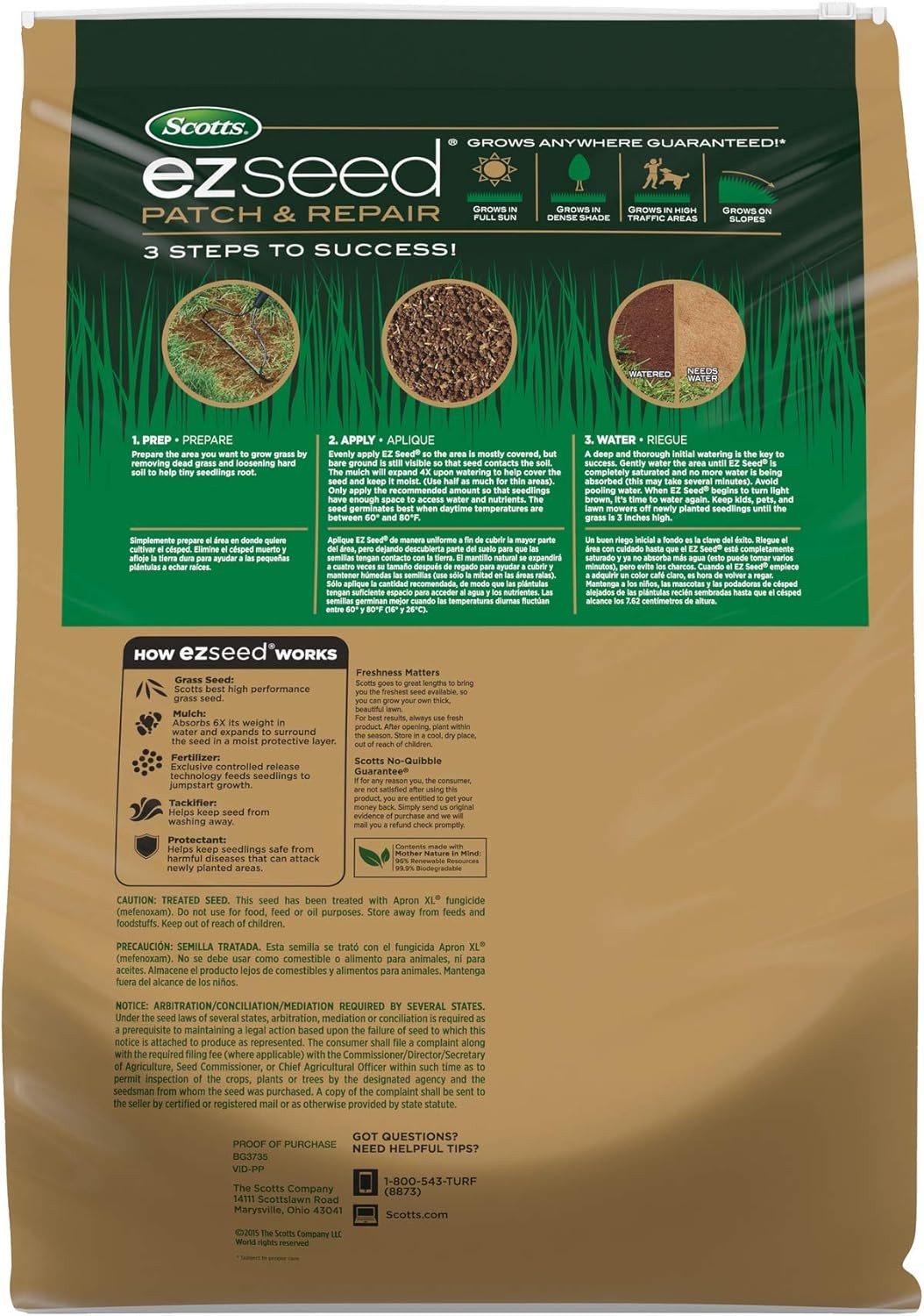 Scotts EZ Seed Patch & Repair for Sun and Shade Combination Mulch, Sun and Shade