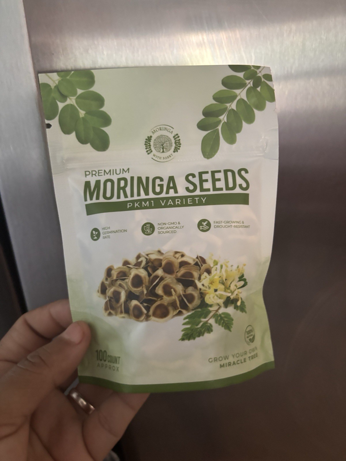 Moringa with Barry PKM1 Moringa Tree Seeds 100 Count Organic Non-GMO Fast