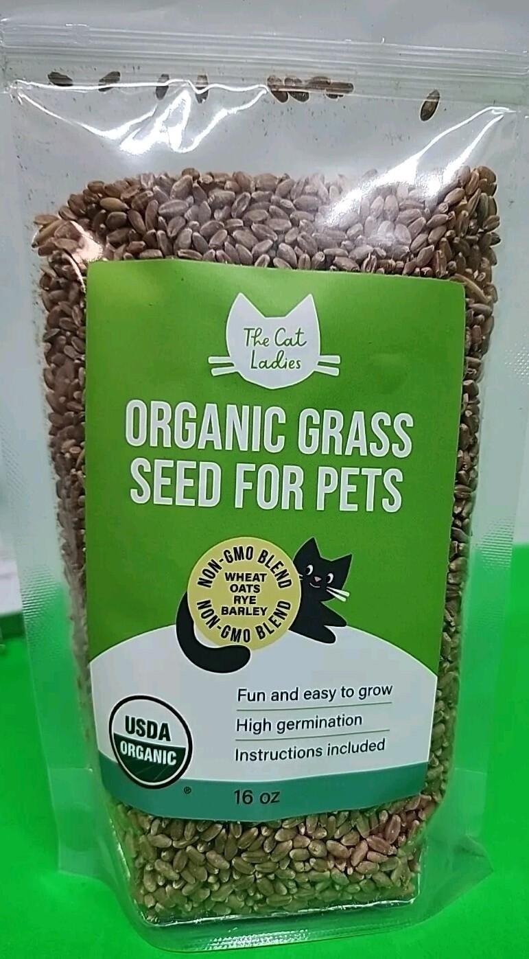 The Cat Ladies 100% Organic Cat 16oz Grass Seed Non GMO