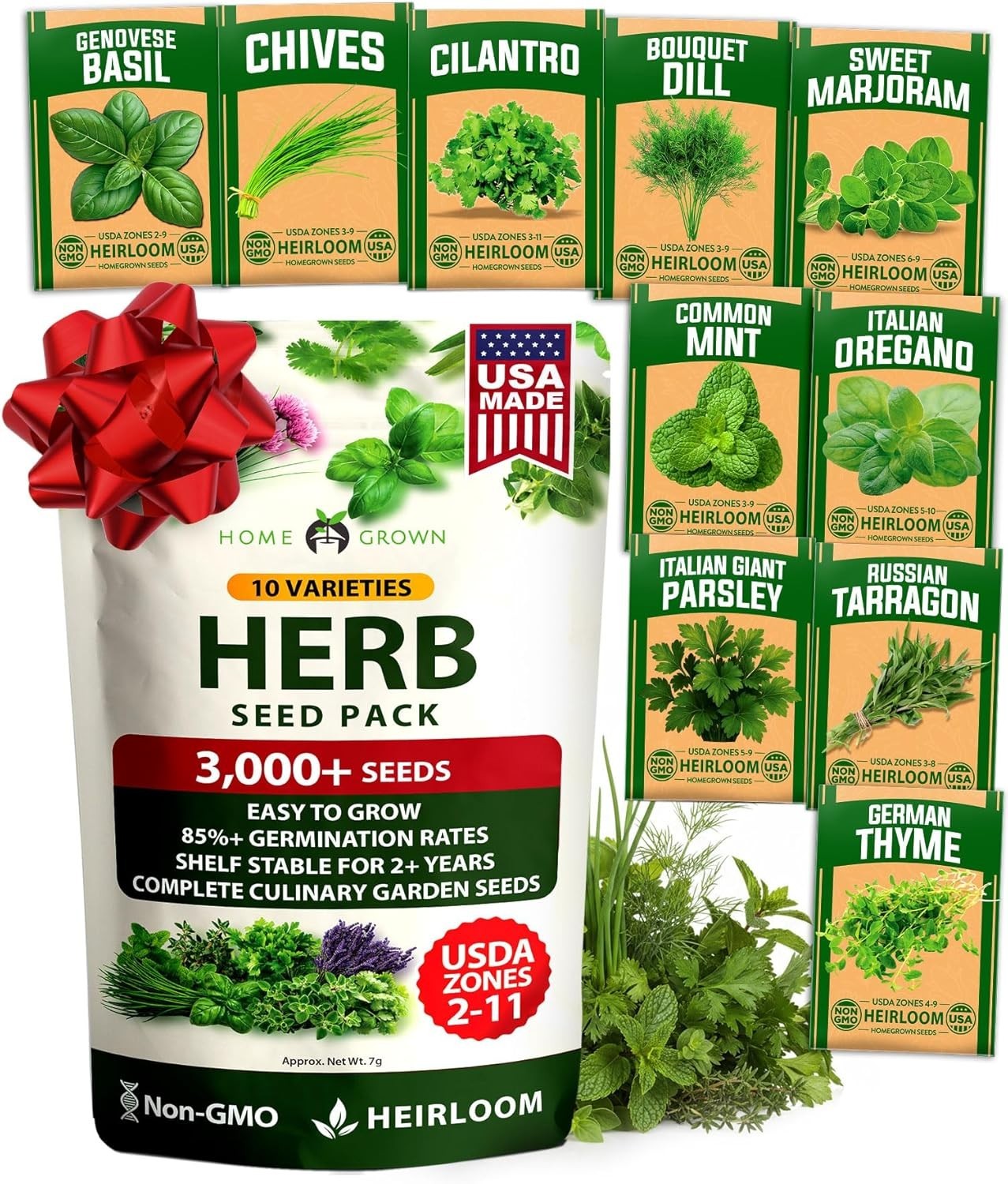 Complete Herb Garden Kit – 10/15 Heirloom Seeds for Home & Hydroponic Growth