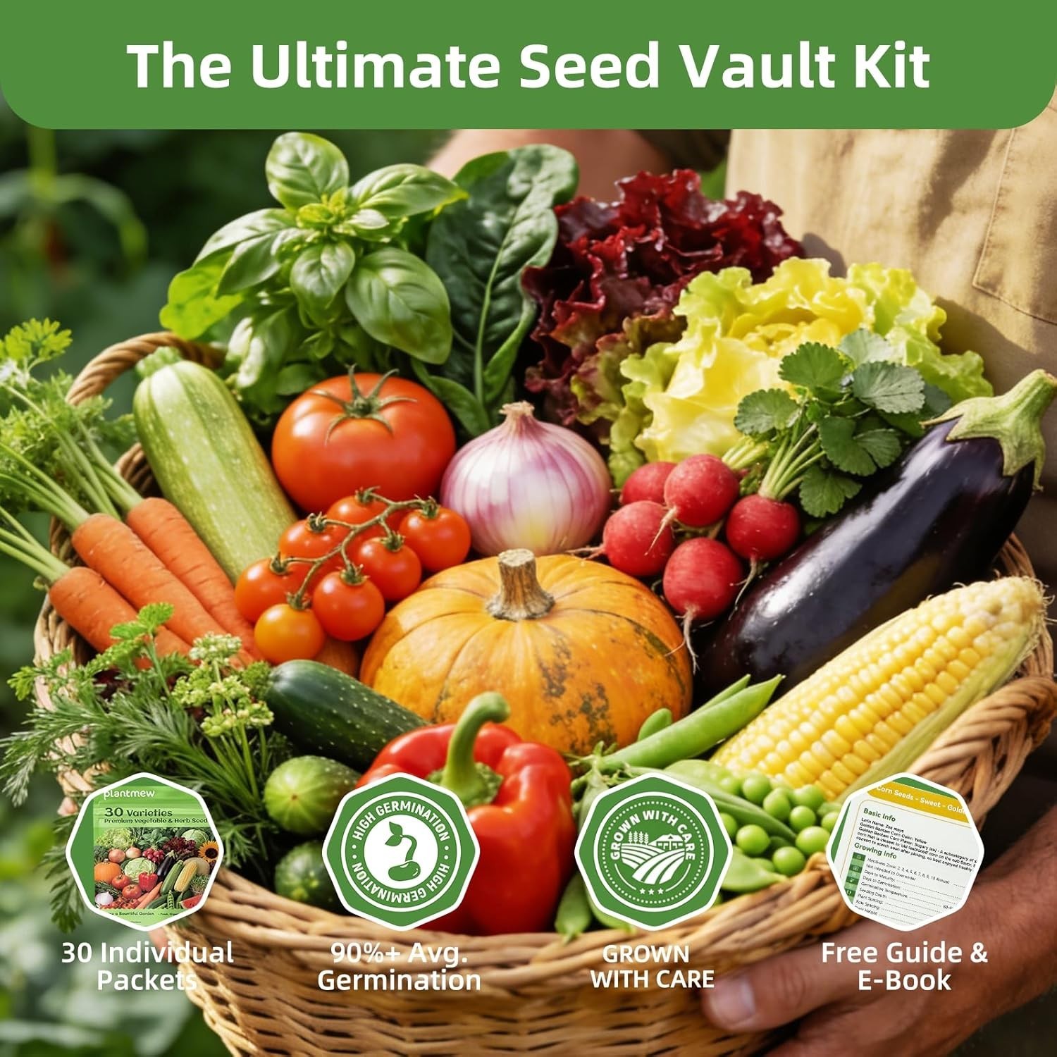 【Seed Vault】 Heirloom Vegetable Seeds Planting Kit – 15,000+ Non-GMO Seeds for H