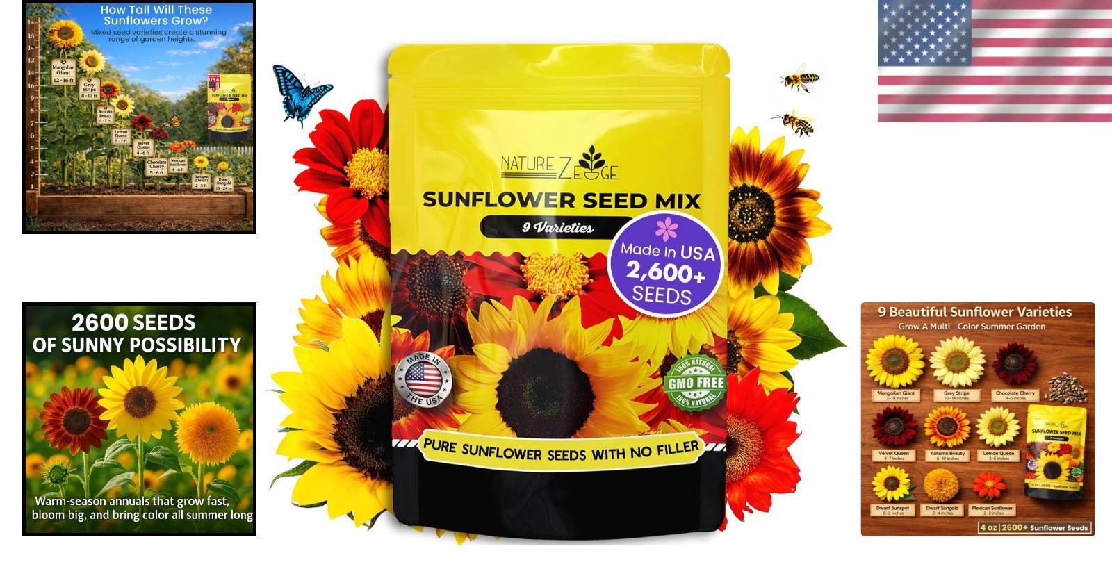 Sunflower Seeds Assortment – 2600+ Planting Seeds