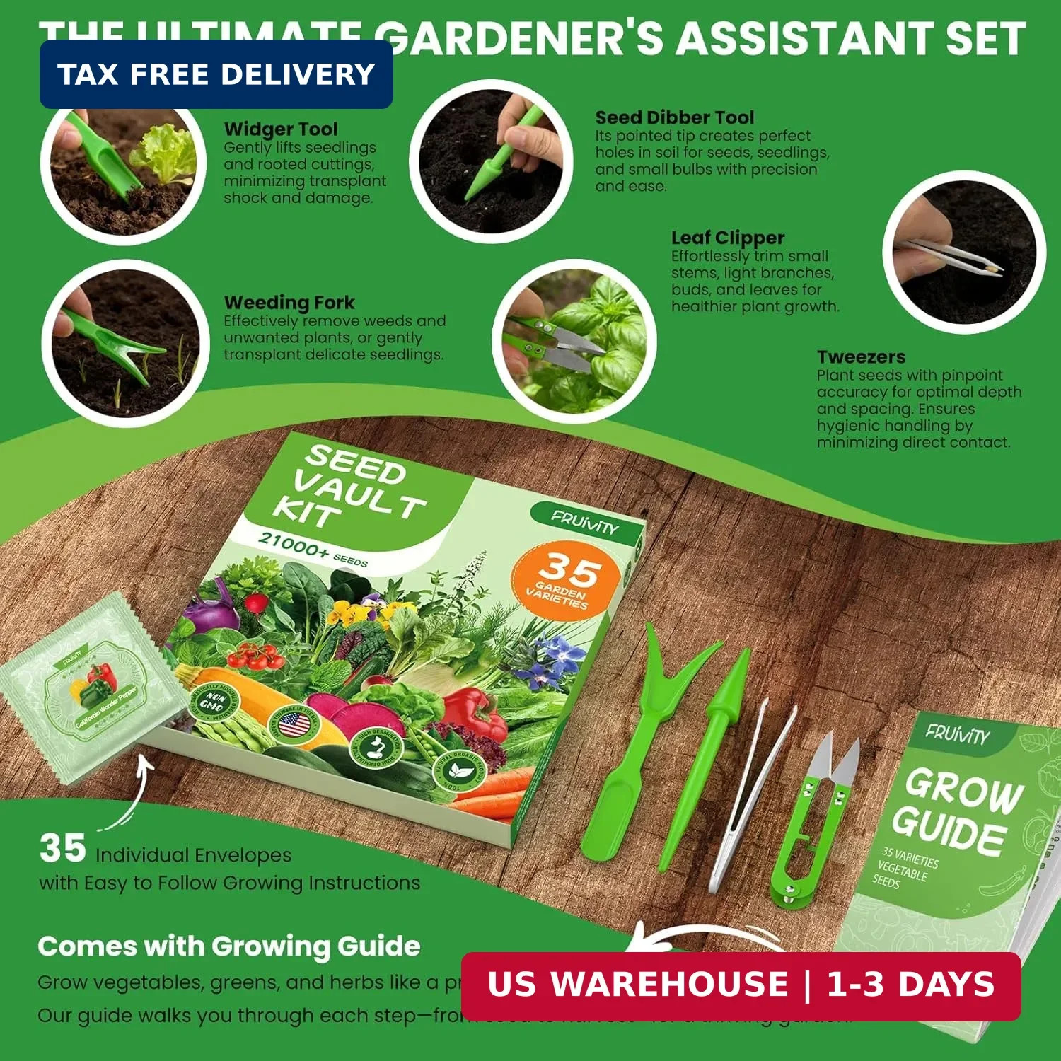 35 Heirloom Seeds Variety Pack – 21000+ Non-GMO Seeds for Planting Vegetables an