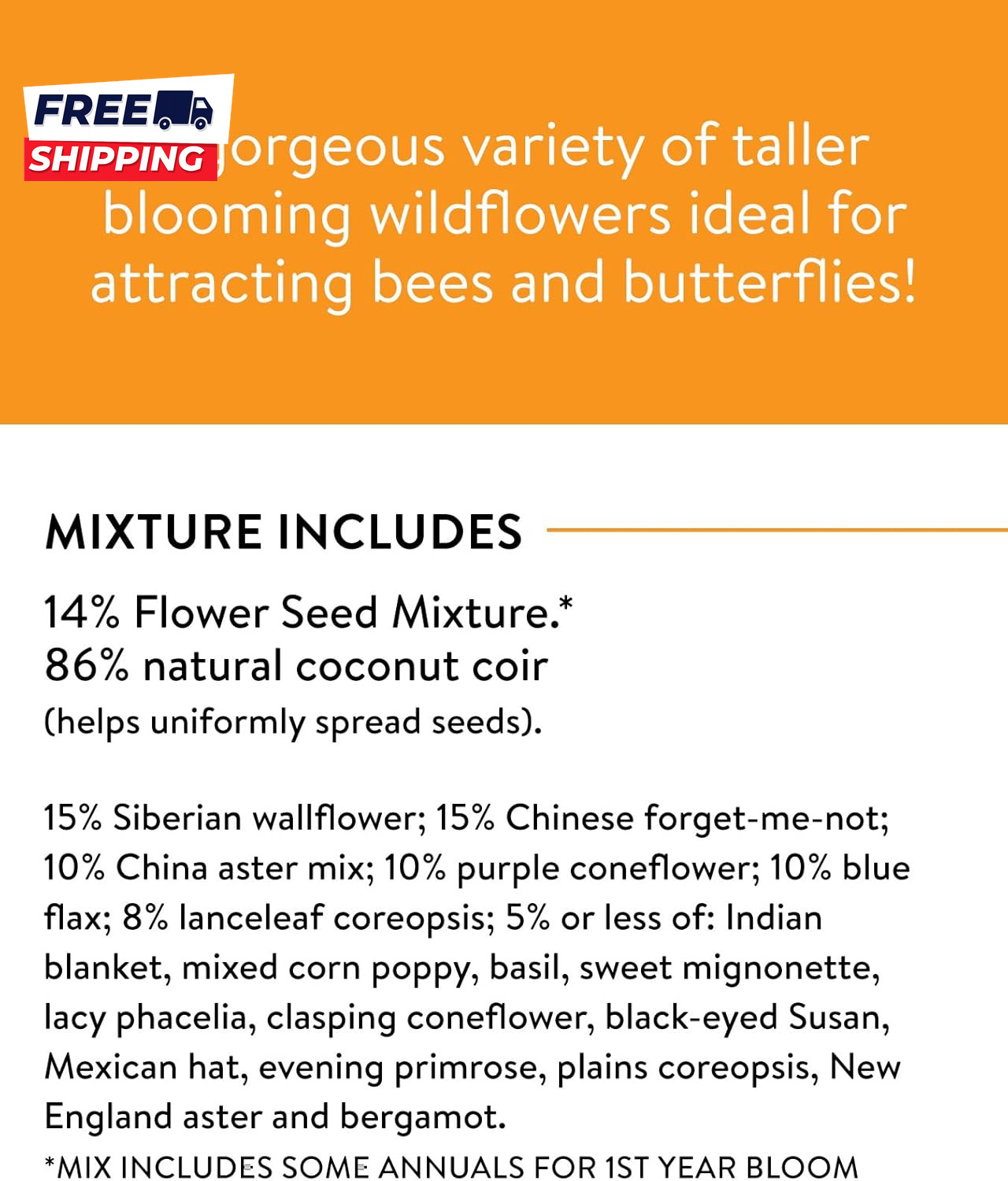 Wildflower 25,000 Bulk 1 Bag 18 Varieties of Non Gmo Flower Seeds Pollinator