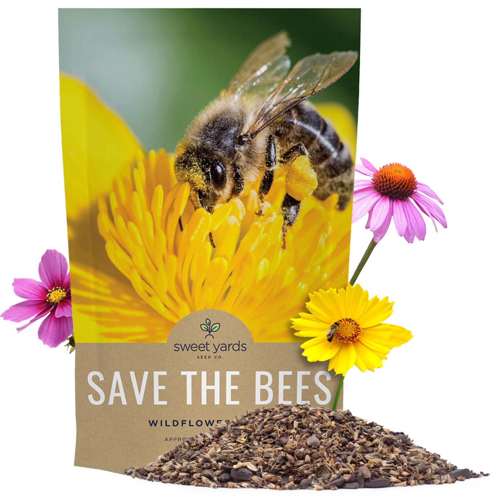 Bee Friendly Wildflower Seed Mix – Bulk 1/4 Pound Bag – Over 30,000 Open Poll…