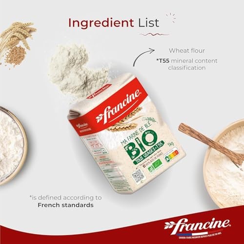 Francine Organic Wheat Flour, T55 Bio French Flour 35.2 Ounce (Pack of 1)