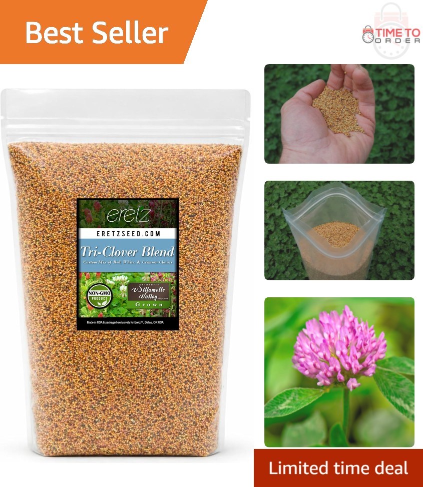Tri-Clover Blend Flower Seeds 5lb Gmo-Free Attracts Pollinators Ground Cover