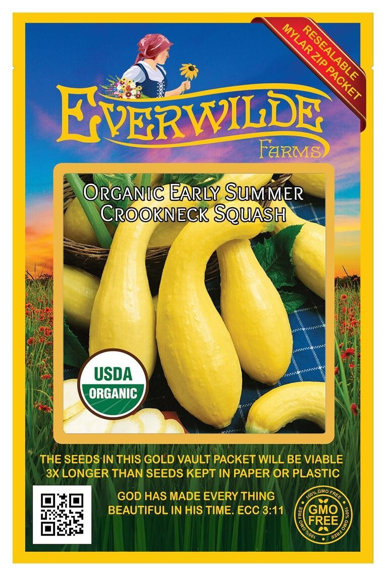 20 Organic Early Summer Crookneck Summer Squash Seeds – Everwilde Farms Mylar