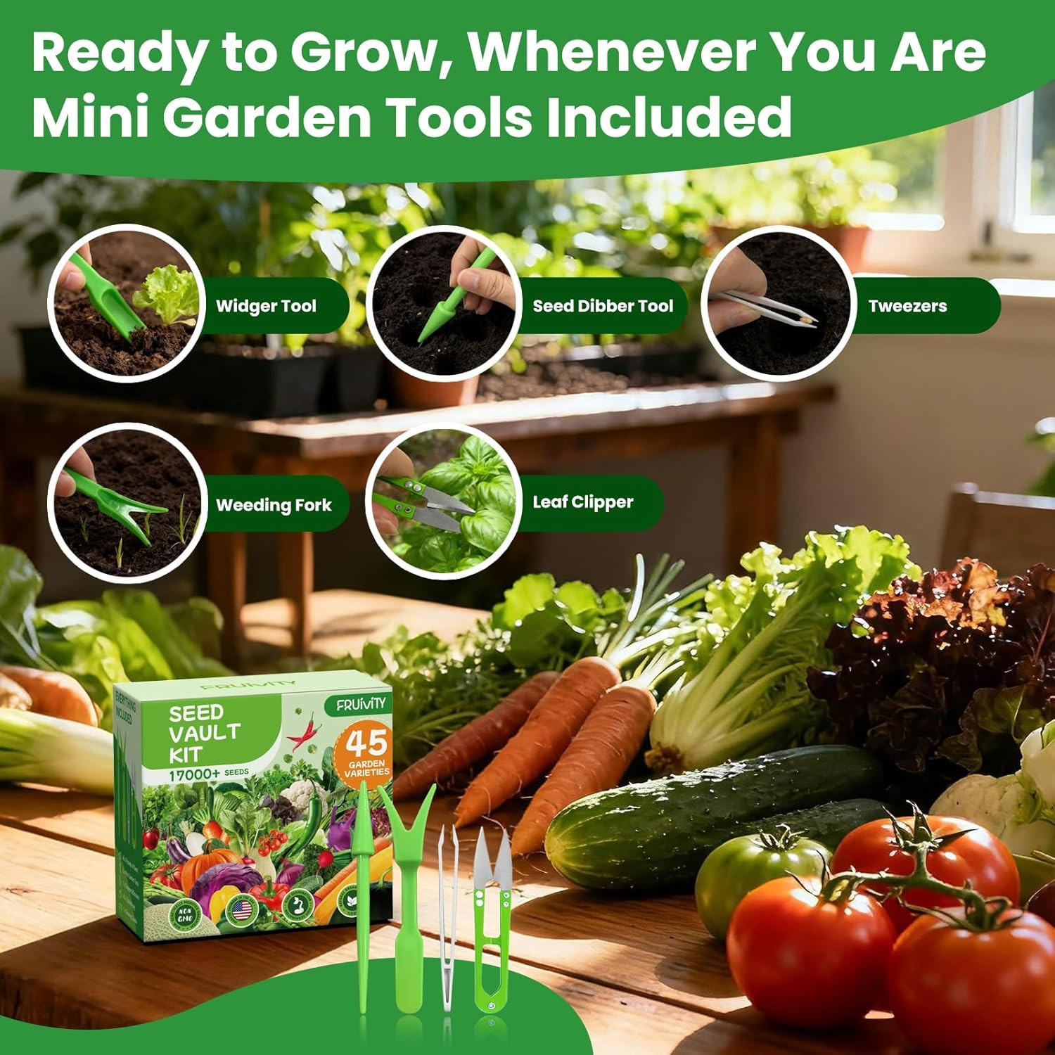 45 Vegetable Seeds Variety Pack – 17,000+ Non-GMO Heirloom for Planting Garden S