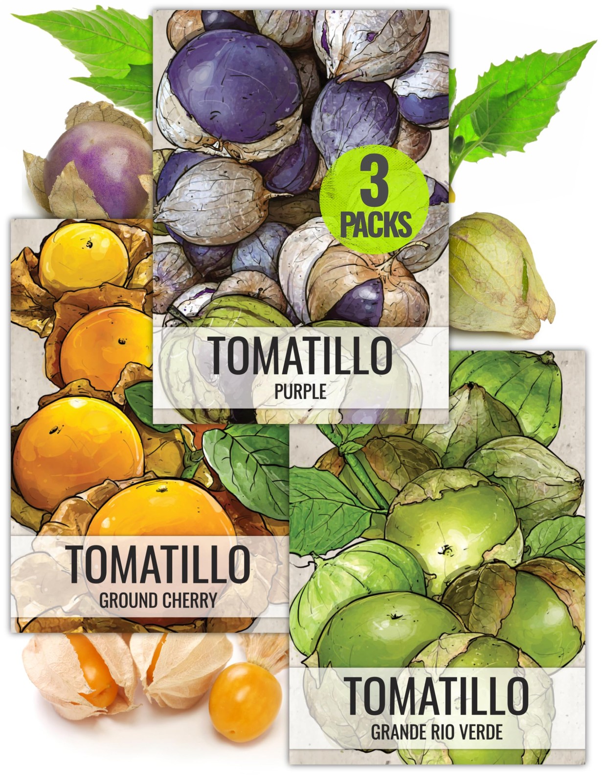 Tomatillo Seeds Variety Pack – Heirloom Non-GMO Seeds for Outdoor Gardening