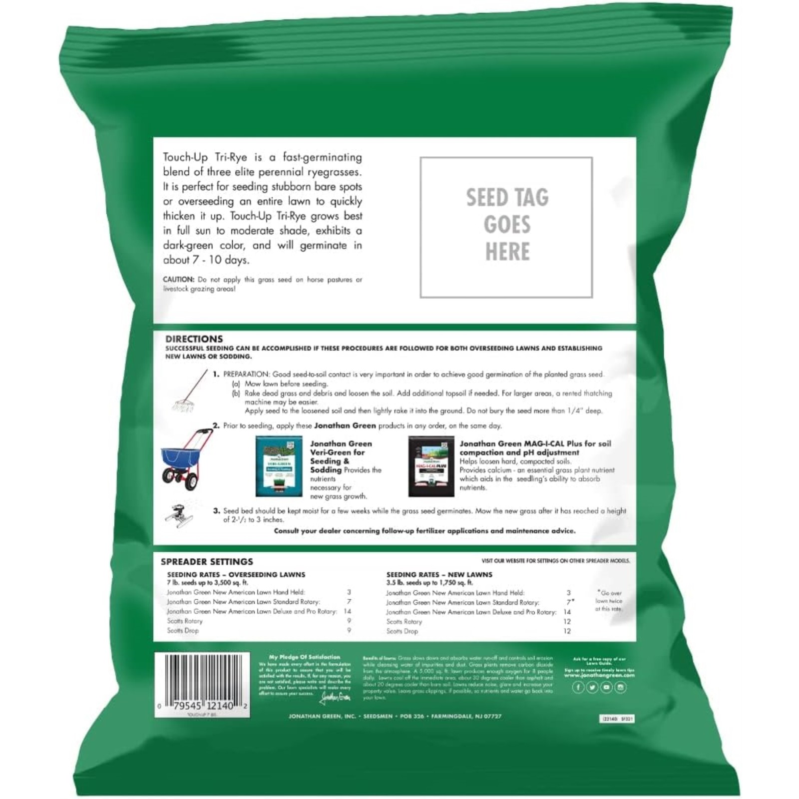 Jonathan Green Touch-Up TRI-RYE Perennial Ryegrass Blend, 7lb