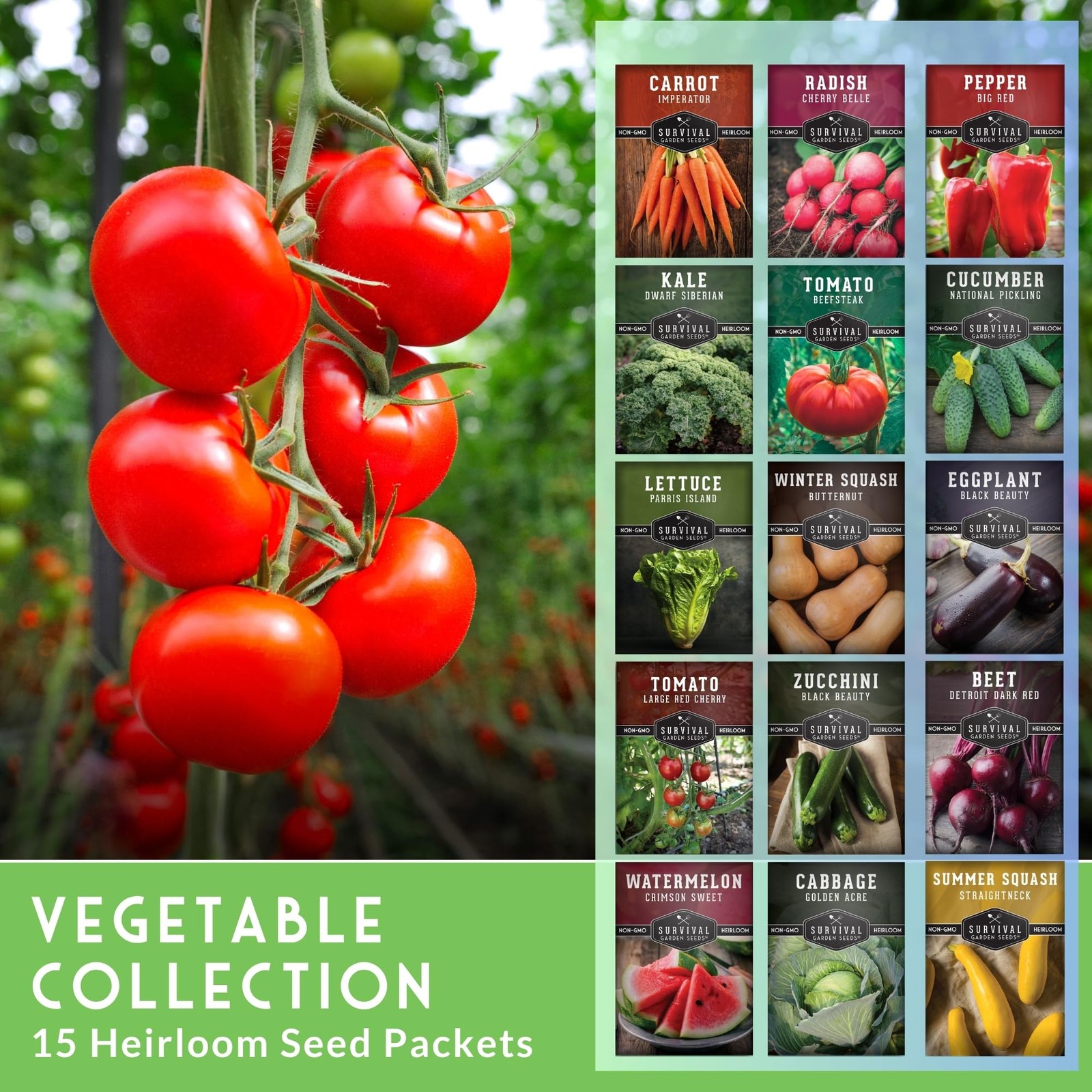 Vegetable Garden Seed Vault for Planting – 15 Pack Collection | Heirloom Non-…