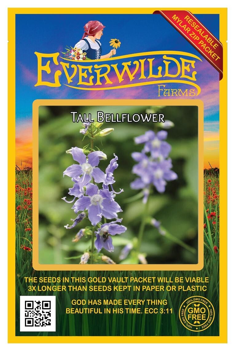 2000 Tall Bellflower Wildflower Seeds – Everwilde Farms Mylar Seed Packet