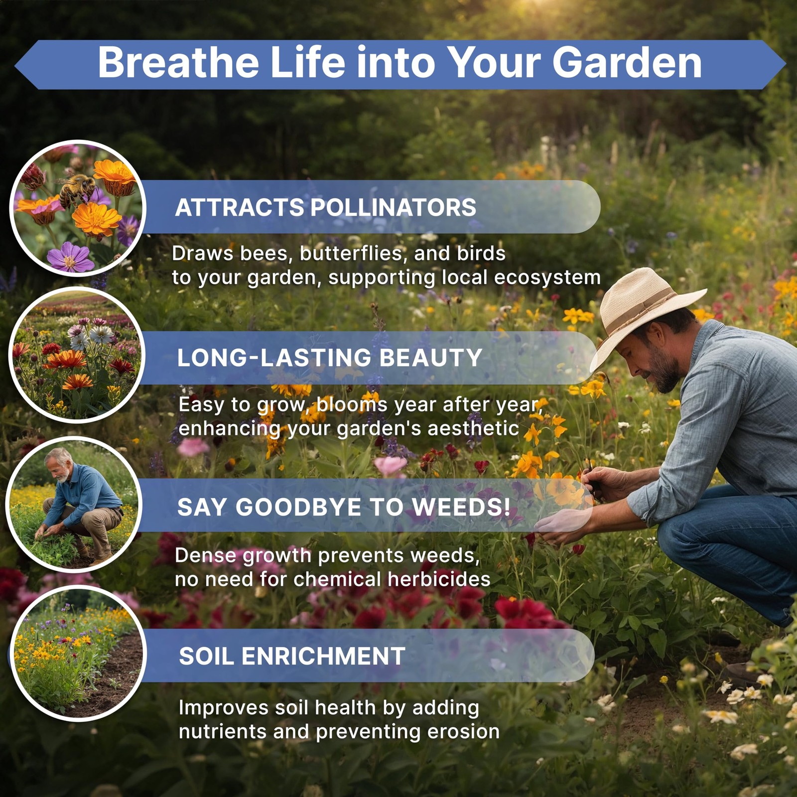 Best Organo Republic 16 Perennial Wildflower Seeds Mix for Indoor & Outdoors.