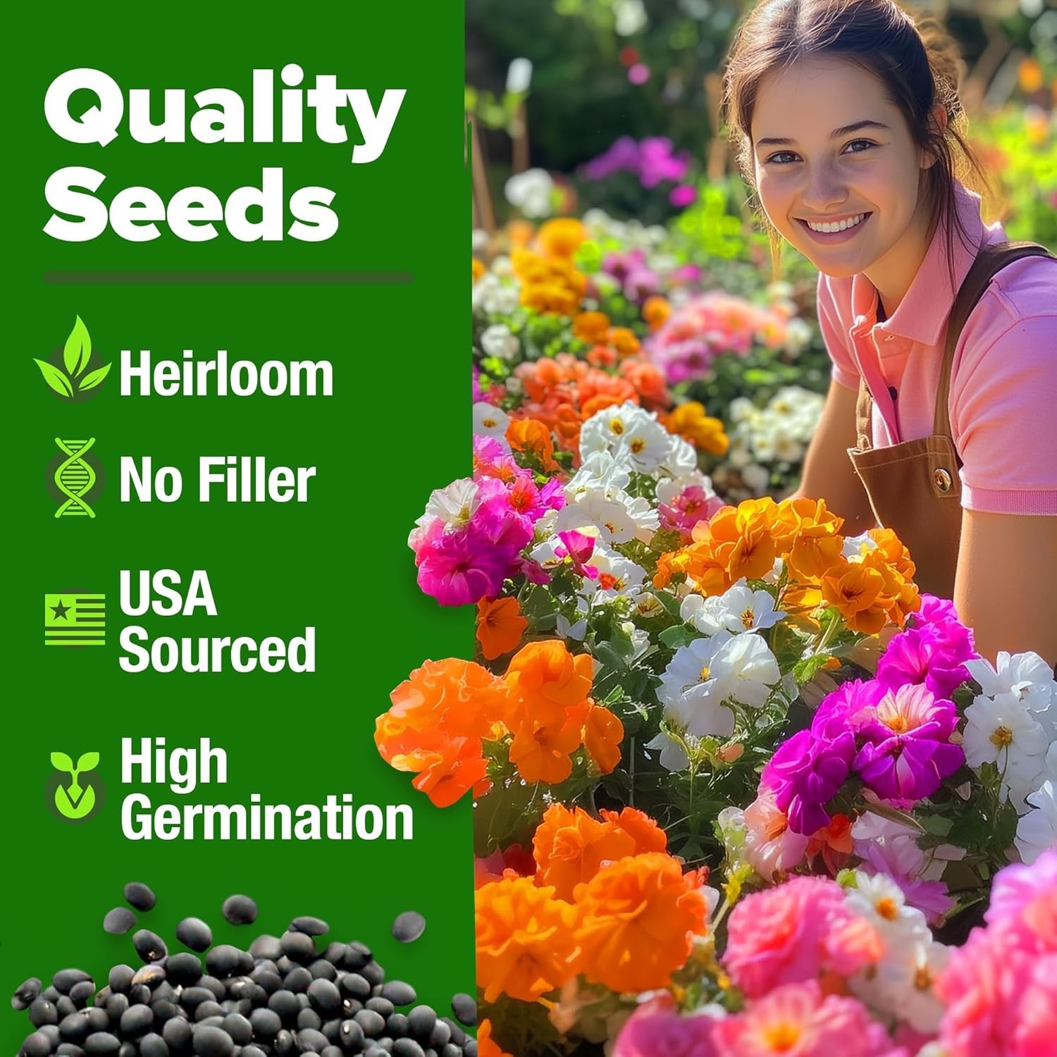 Annual Moss Rose Seeds Bulk Pack – 23,500+ For Gorgeous Spring to Fall Blooms