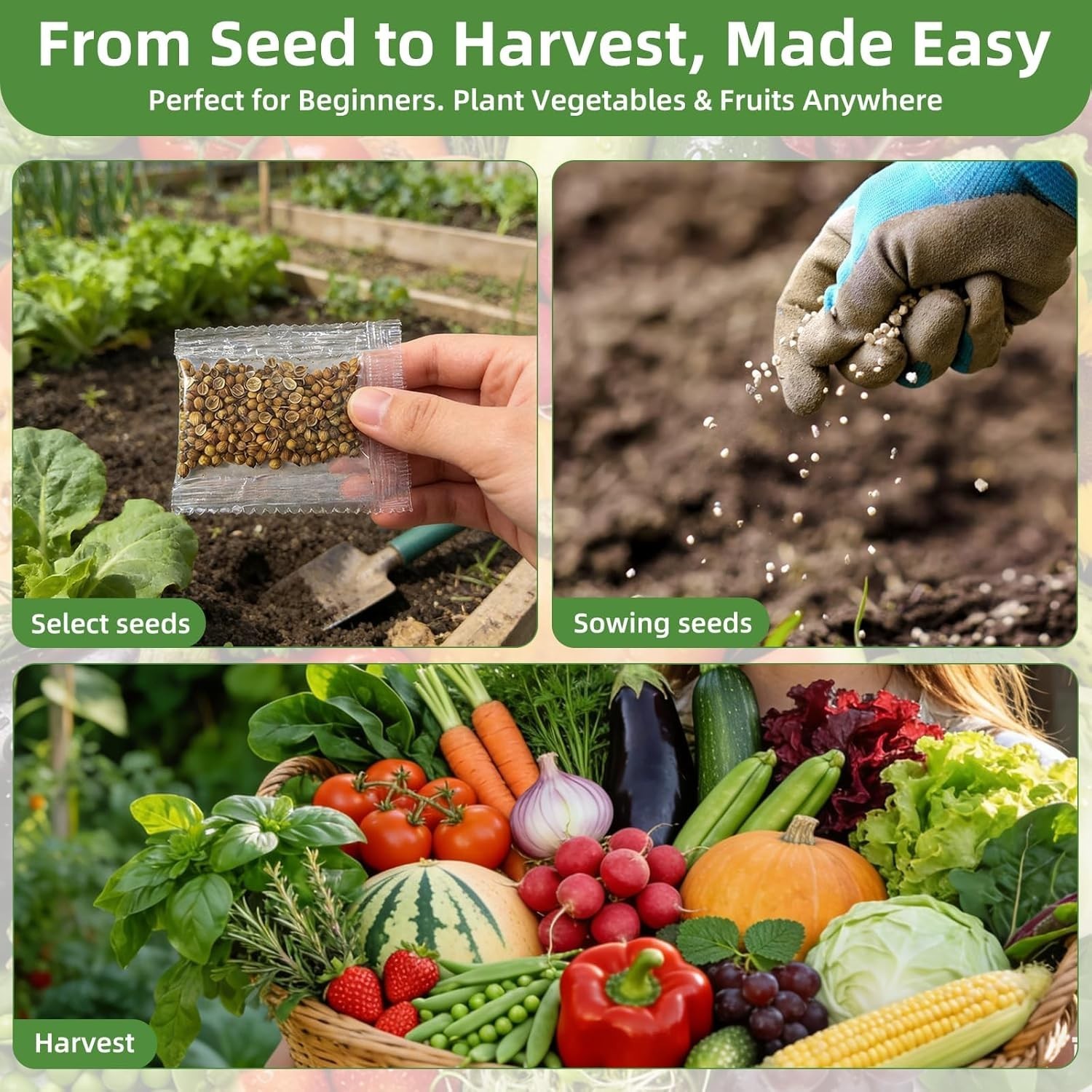 Seed Vault Heirloom Vegetable Seeds Kit, 15,000+ Non-GMO, Survival Gear