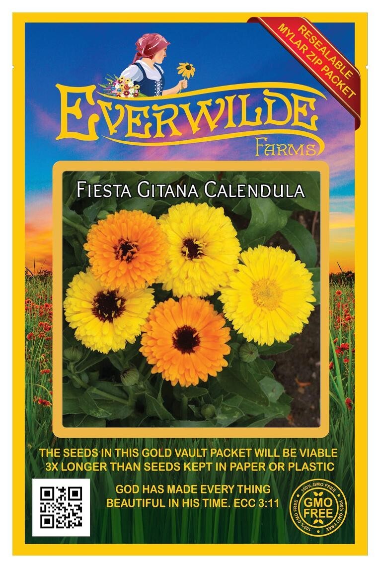 500 Fiesta Gitana Mixed Calendula Wildflower Seeds – Everwilde Farms Mylar