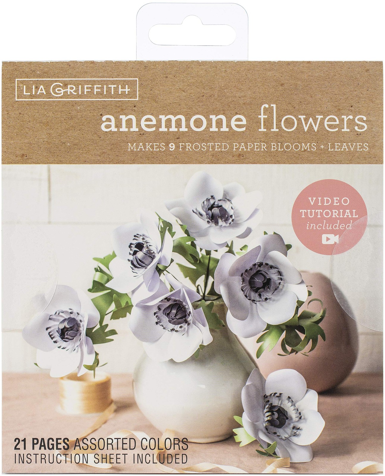Frosted Paper Anemone Flowers, 6″ x 6.5″, Assorted Colors, 21 Pages