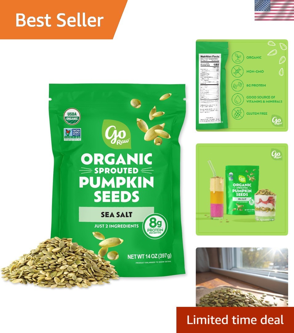 Nutty Flavor Organic Sprouted Pumpkin Seeds, 14 Oz – Protein Boost for Adults