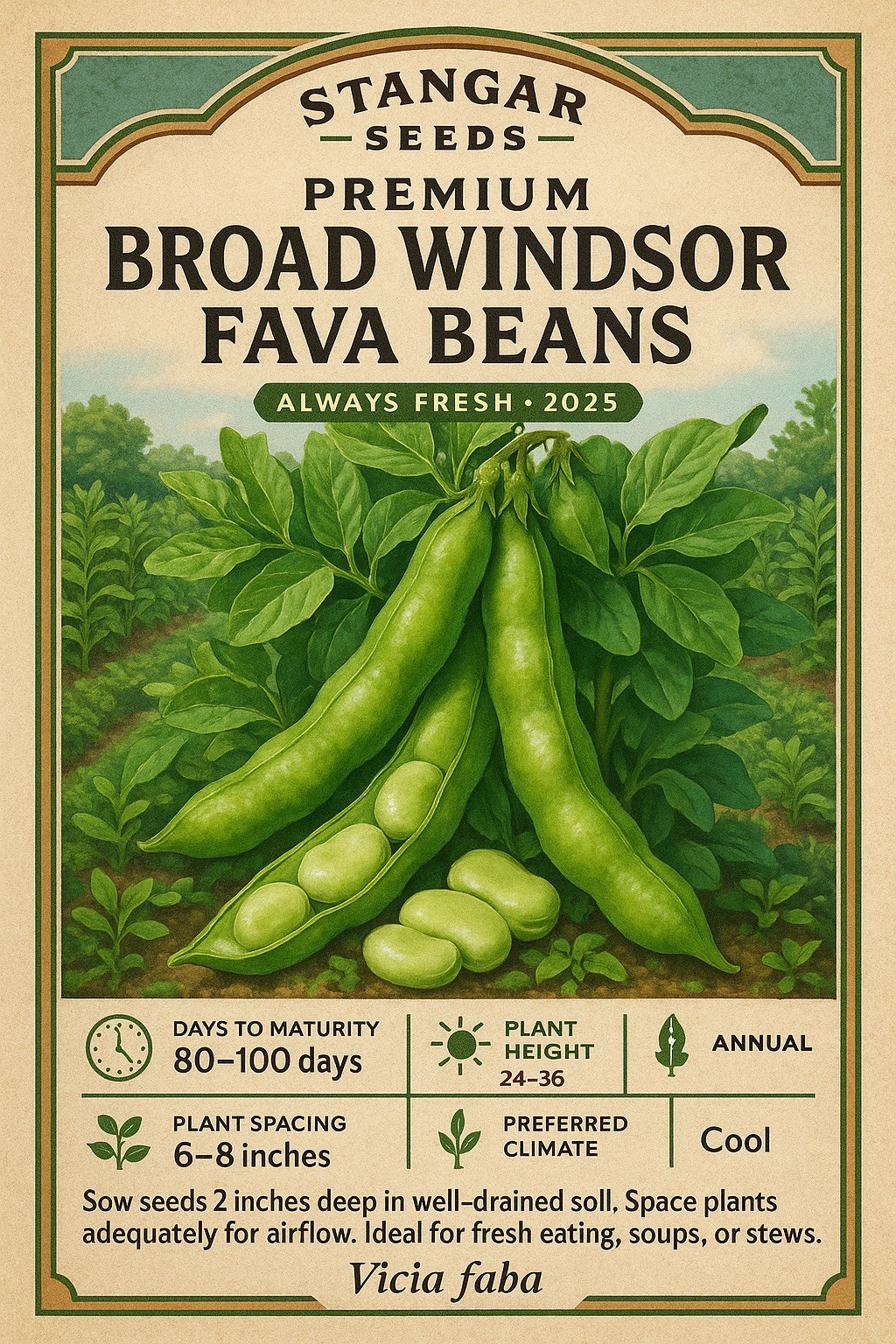 Bean Seeds – Fava – Organic Non-GMO Heirloom Garden 2026 USA Fresco