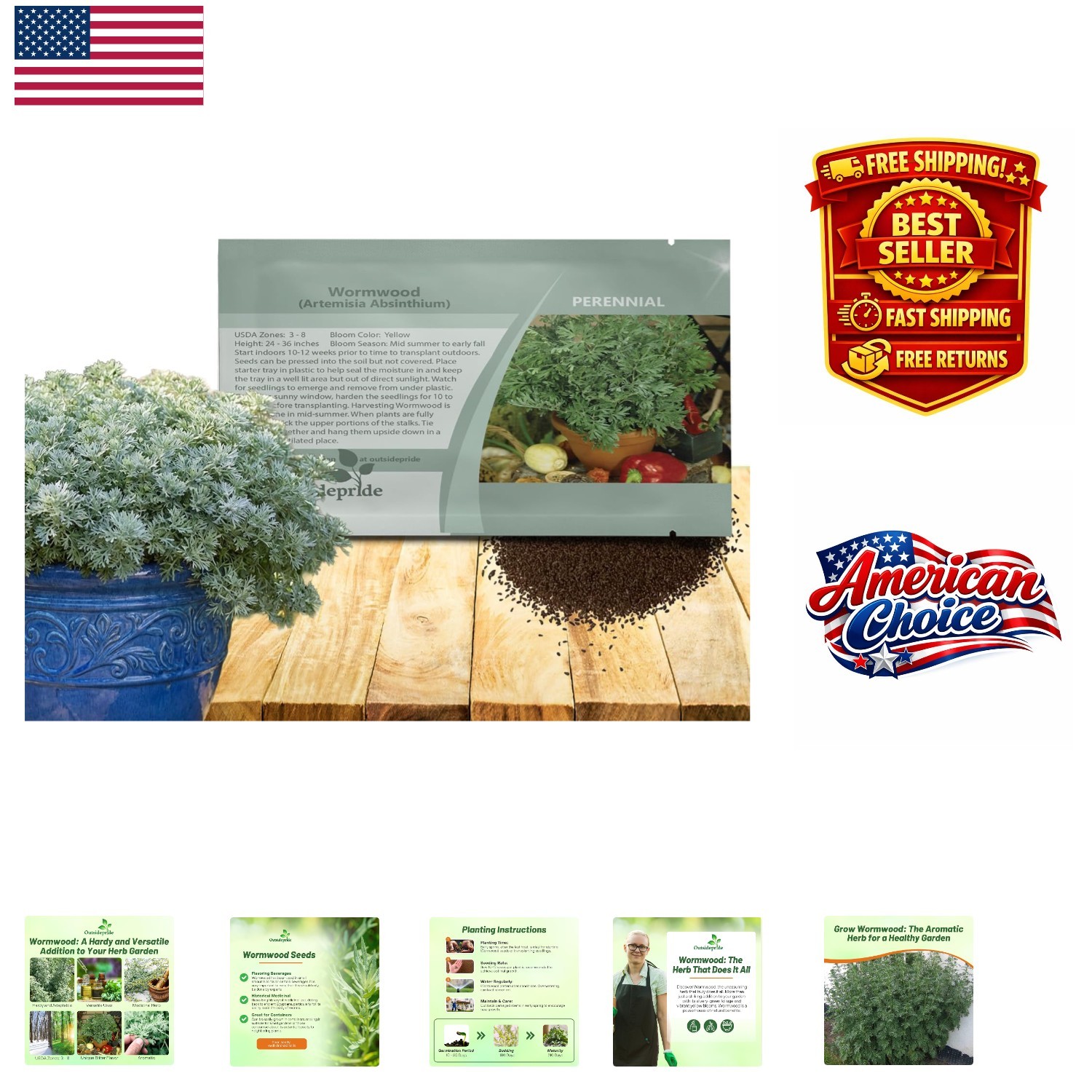 Perennial Wormwood Seeds (5000) – Low-Maintenance Herb with Yellow Summer Blooms