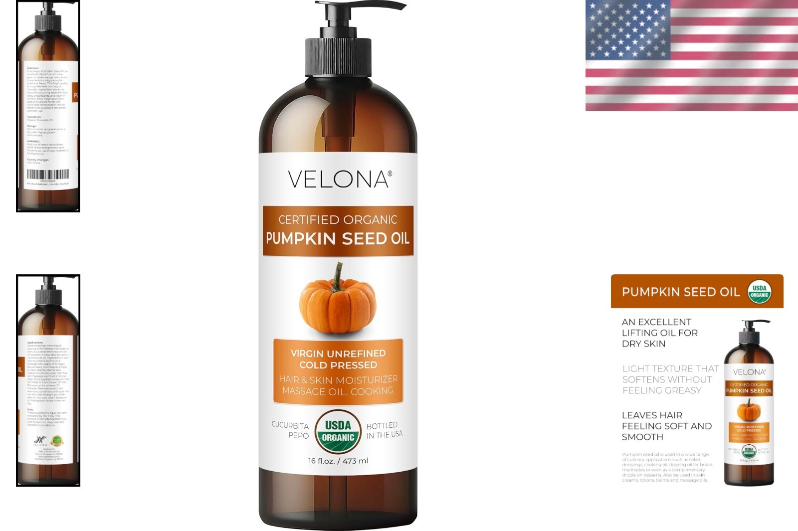 16 Fl Oz Organic Pumpkin Seed Oil – Nourishing Carrier Oil for Hair & Skin Care