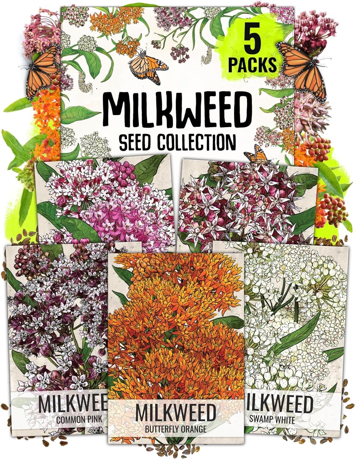 Milkweed Seeds for Planting a Butterfly Garden to Attract Monarch Butterflies…