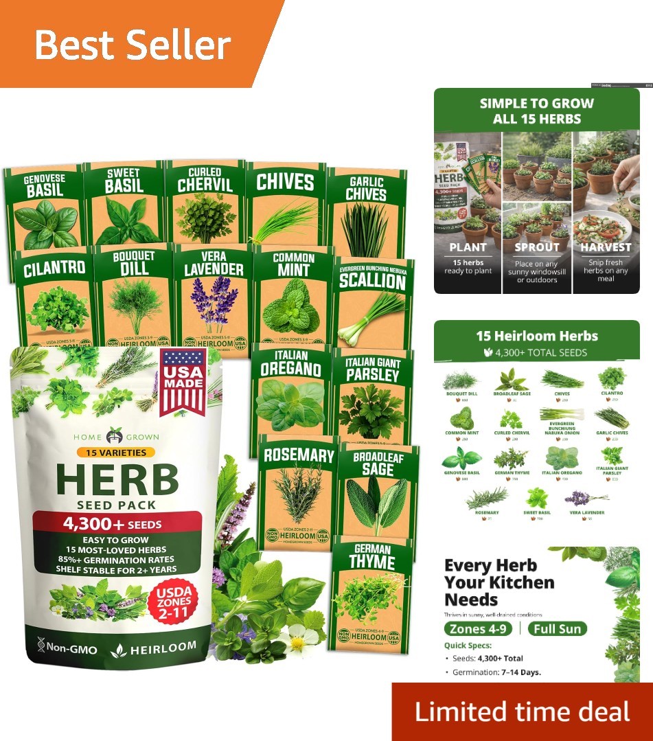 Massive 15-Pack Herb Seed Vault | Grow Your Own Fresh Herbs Indoors or Outdoors