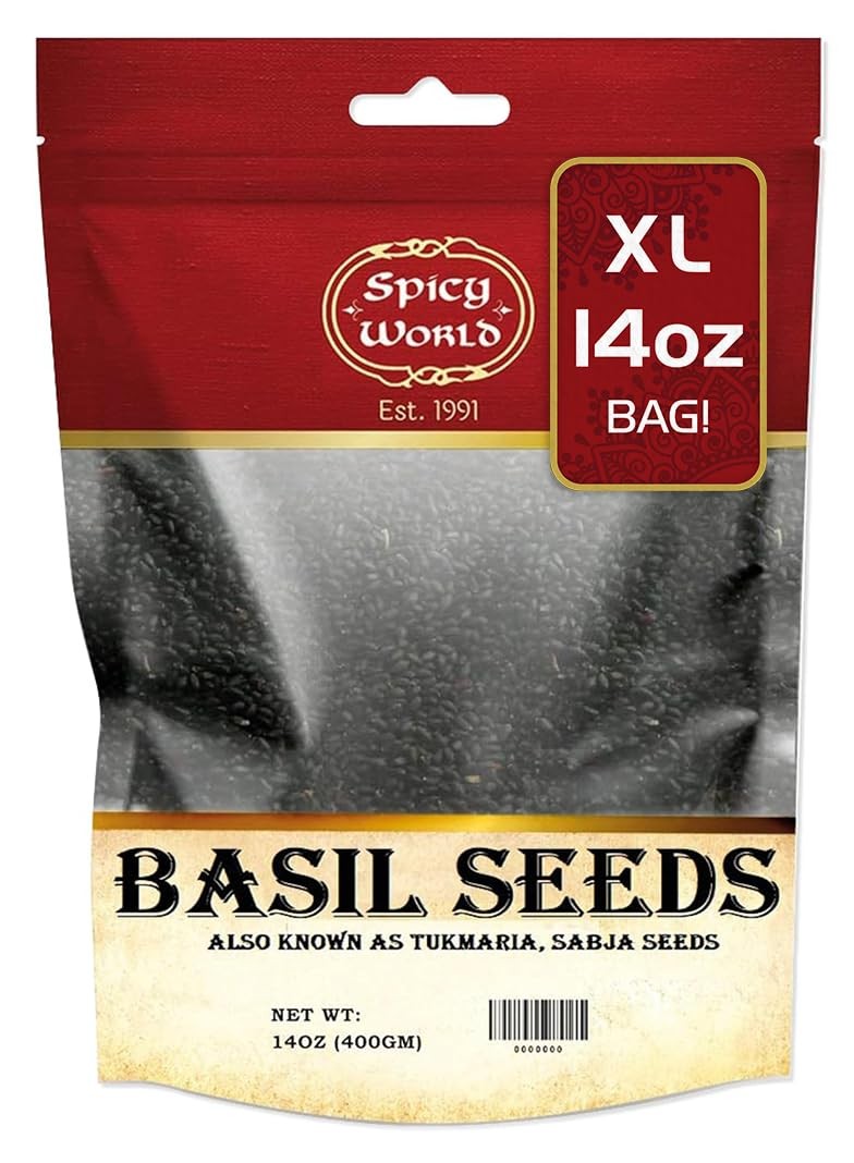 Spicy World Basil Seeds 14 Ounce Bag – Tukmaria, Sabja Seeds – Used in Falooda &