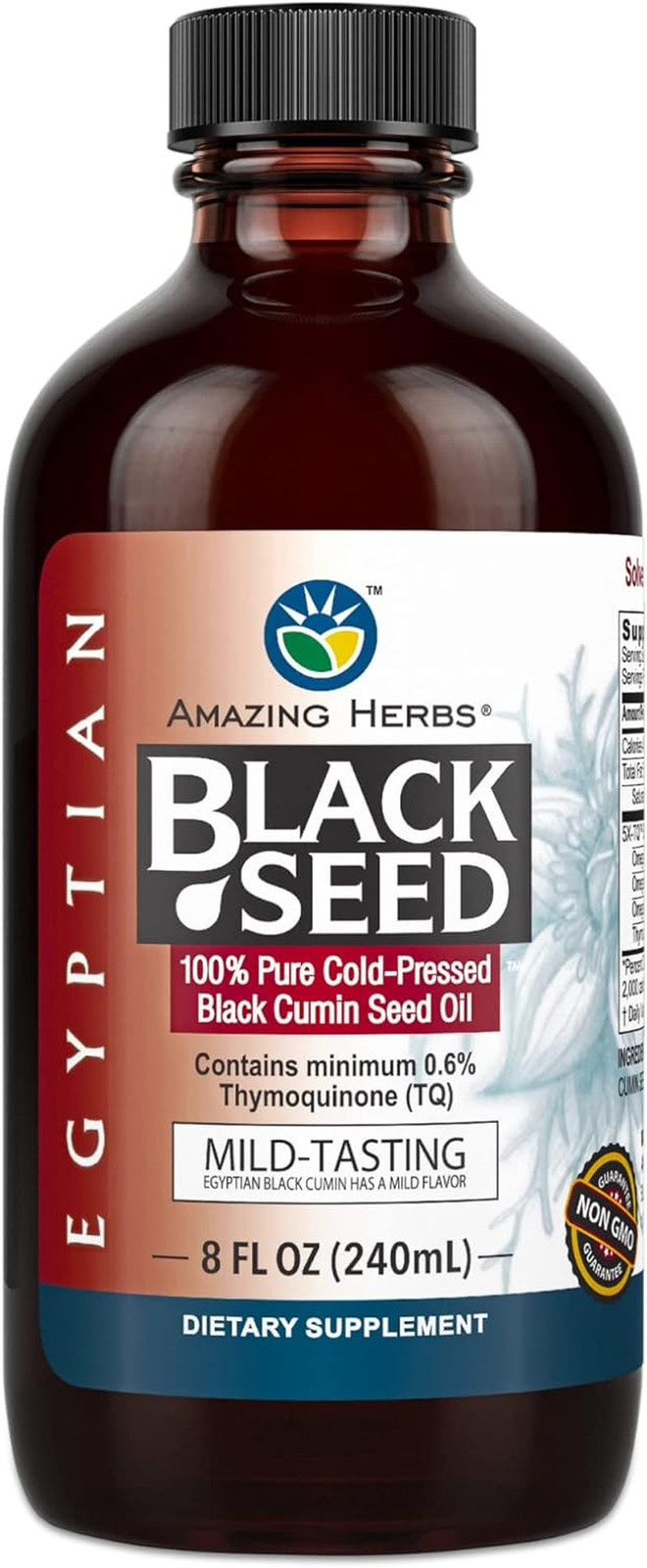 Egyptian Black Seed Oil – Gluten Free, Non GMO, Cold Pressed Nigella Sativa Supp