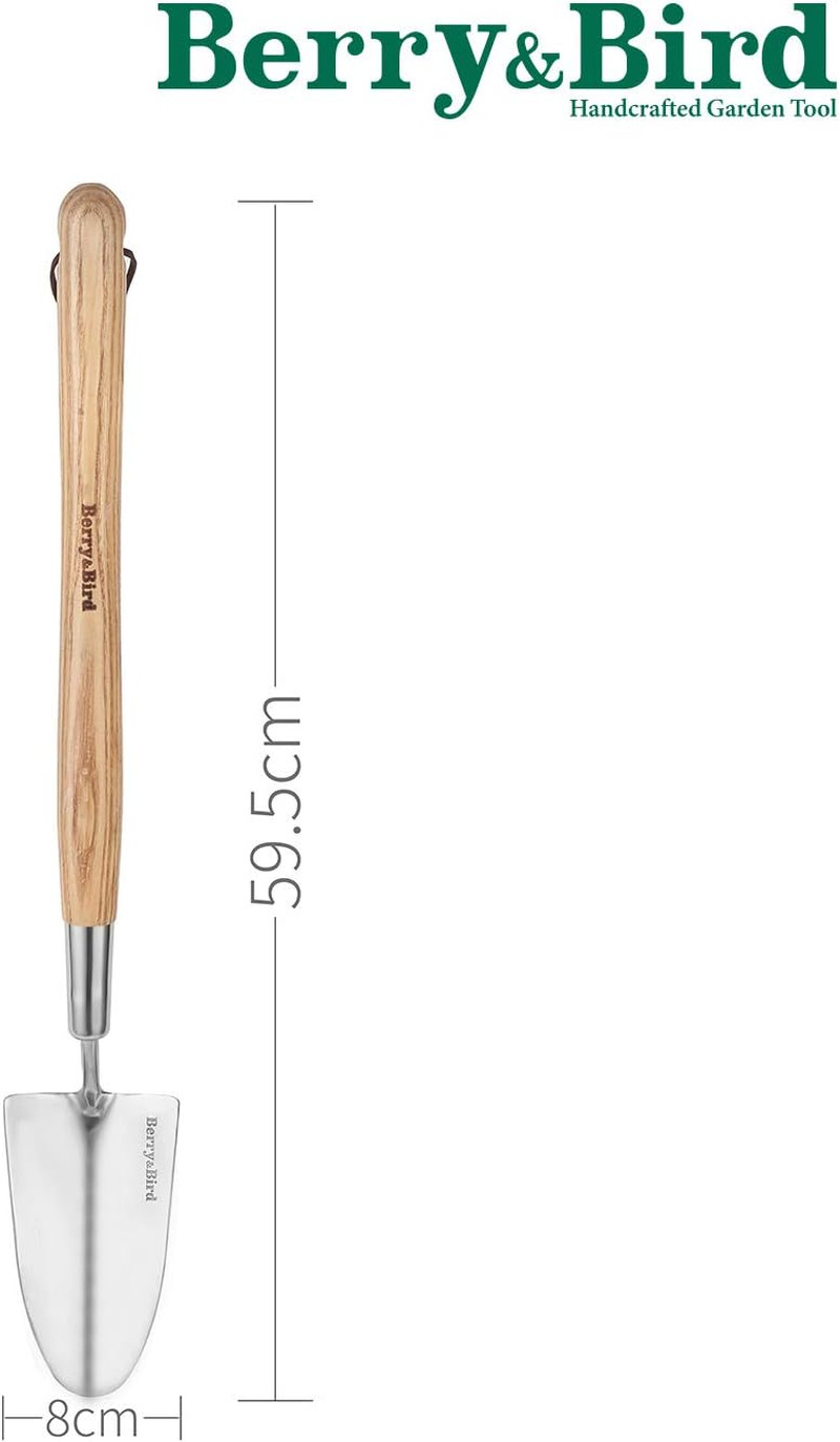 Garden Trowel with Long Handle, 23.43In Stainless Steel Short Shovel with Wood H