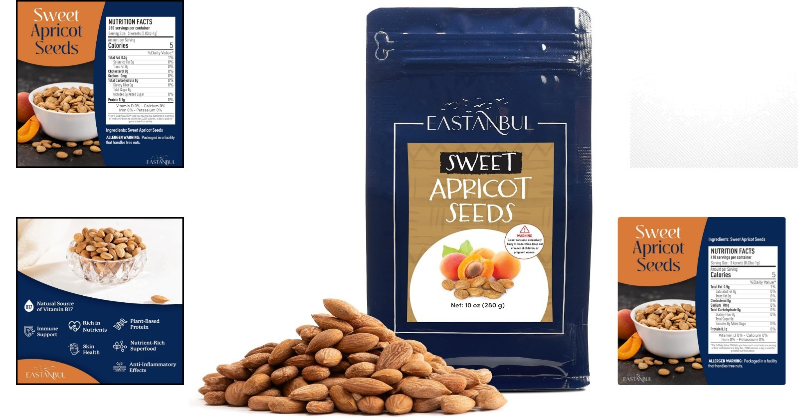 Natural Sweet Apricot Kernels 10oz – , Gluten-Free Superfood from Turkey