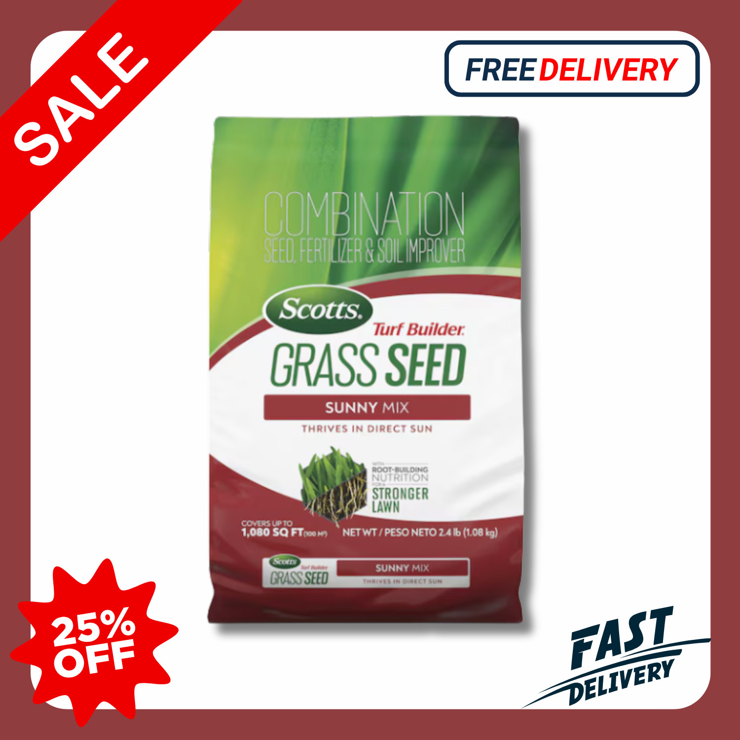 [ SALE ] Scotts Turf Builder Sunny Mix 2.4-lb Mixture/Blend Grass Seed- (pack 2)
