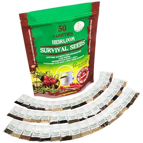 Heirloom Vegetable Seeds 50 Varieties Non GMO Survival Seed Kit 9500 Seeds