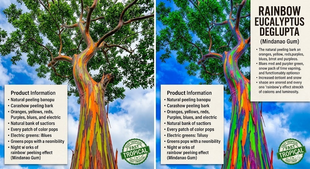 50 Spectacular Rainbow Eucalyptus deglupta Tree Seeds Mindanao Gum Tropical