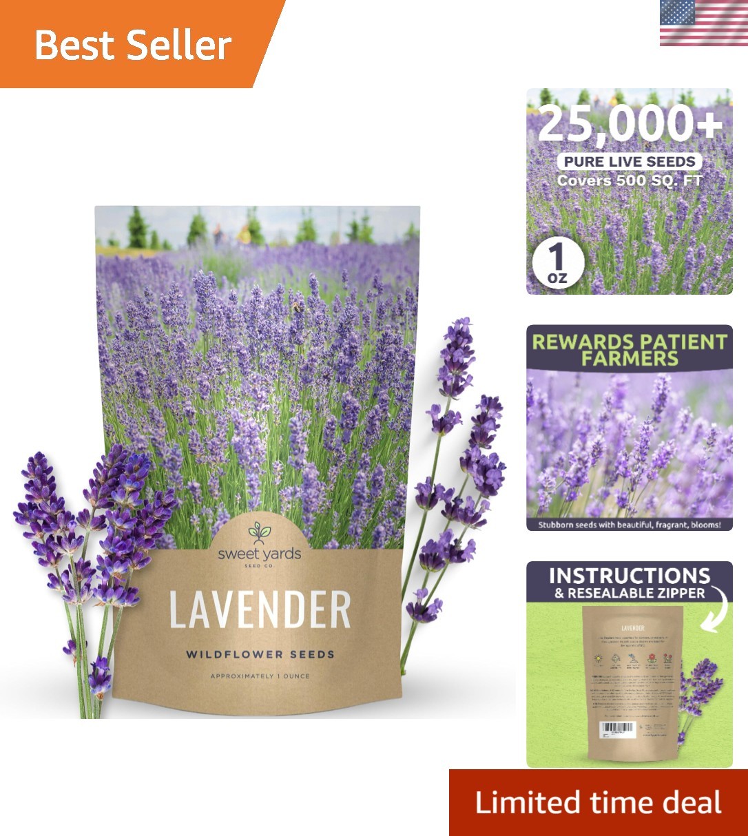 Lavender – Bulk 1 Ounce Pouch – 25,000 Flower Seeds for Planting – Lavandula …