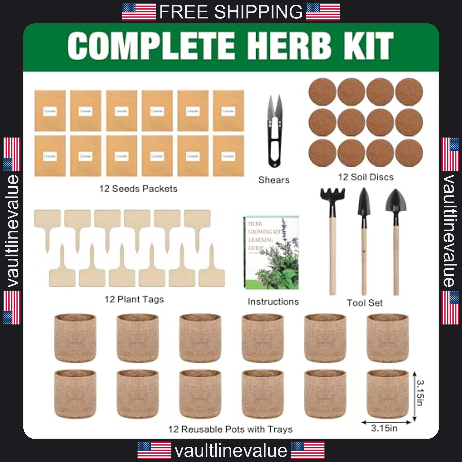 12 herb garden kit indoor herbs seeds growing set gardening gift for women men