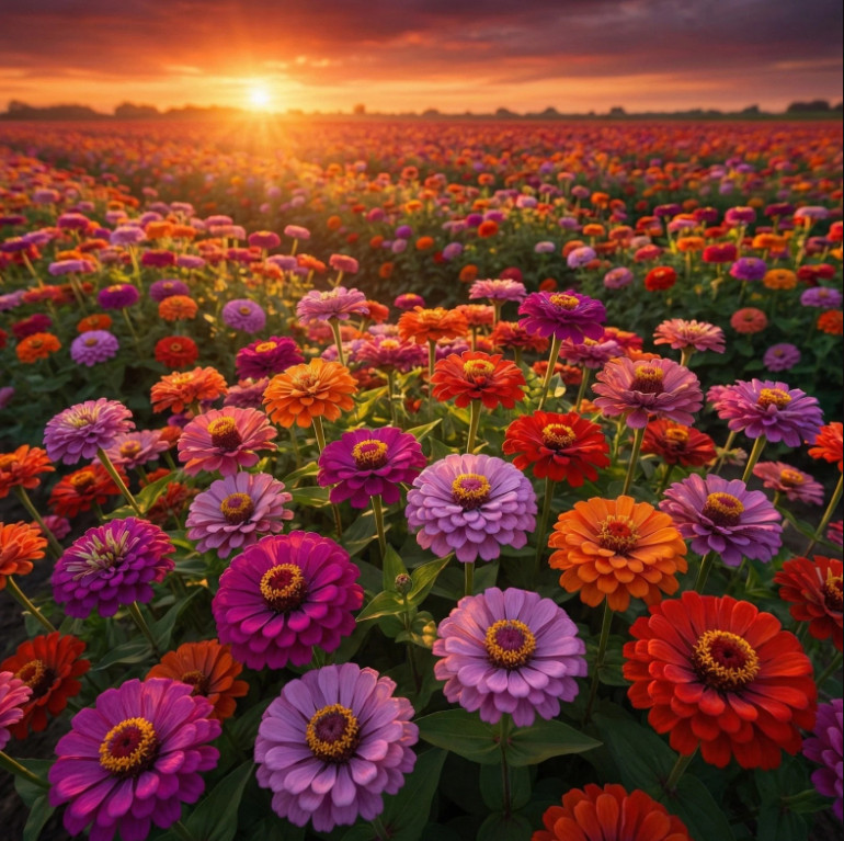 Zinnia PURPLE DREAM MIX w/ Red Double Blooms Butterflies Hummingbirs 100 Seeds!