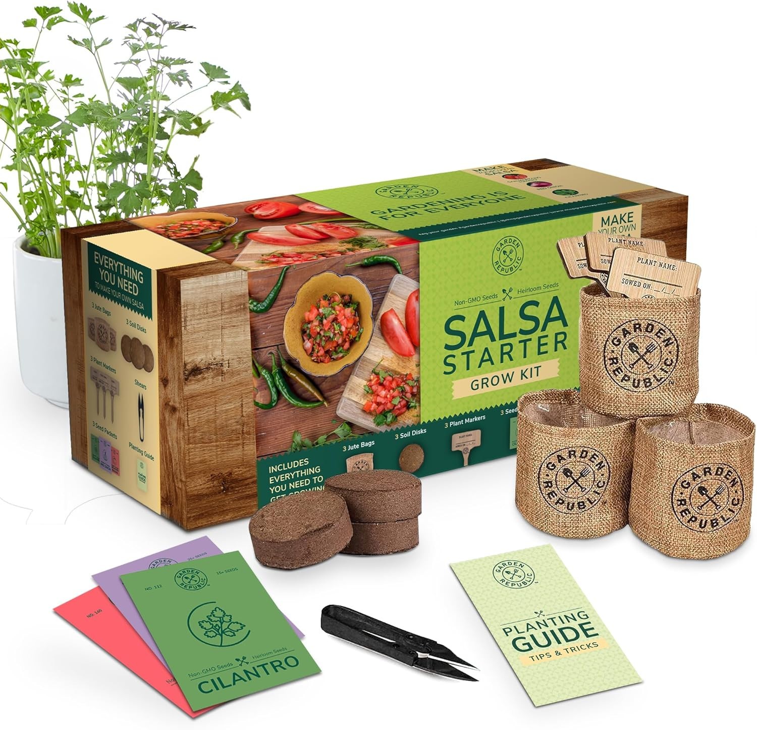 Garden Republic Salsa Starter Grow Kit Heirloom Seeds Indoor Kitchen Garden Set