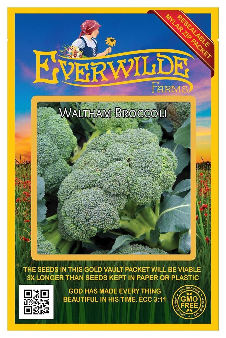 500 Waltham 29 Broccoli Seeds – Everwilde Farms Mylar Seed Packet