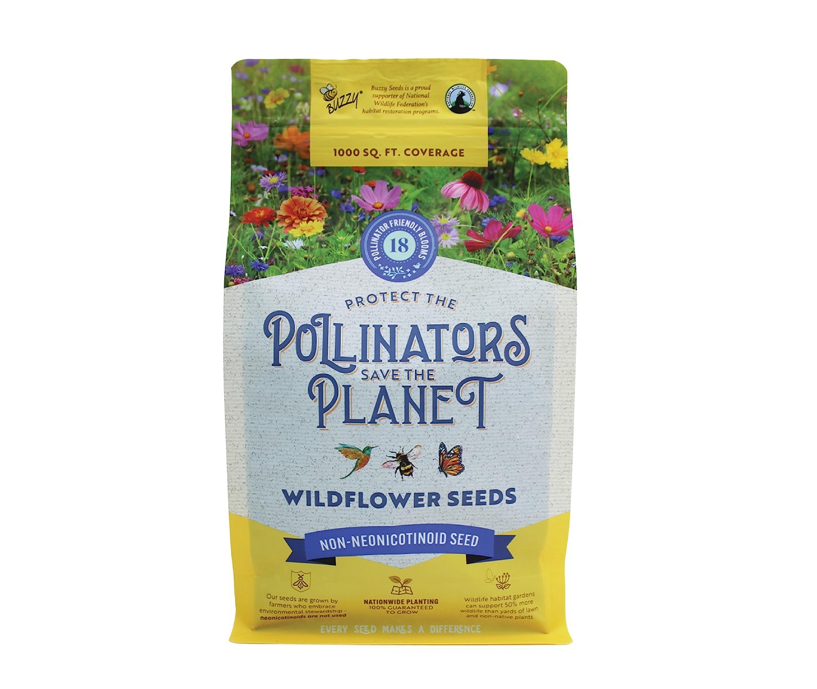 Wildflower Pollinator Seed Mix – 1lb, 18 Varieties, Eco-Friendly, Coneflower, Su