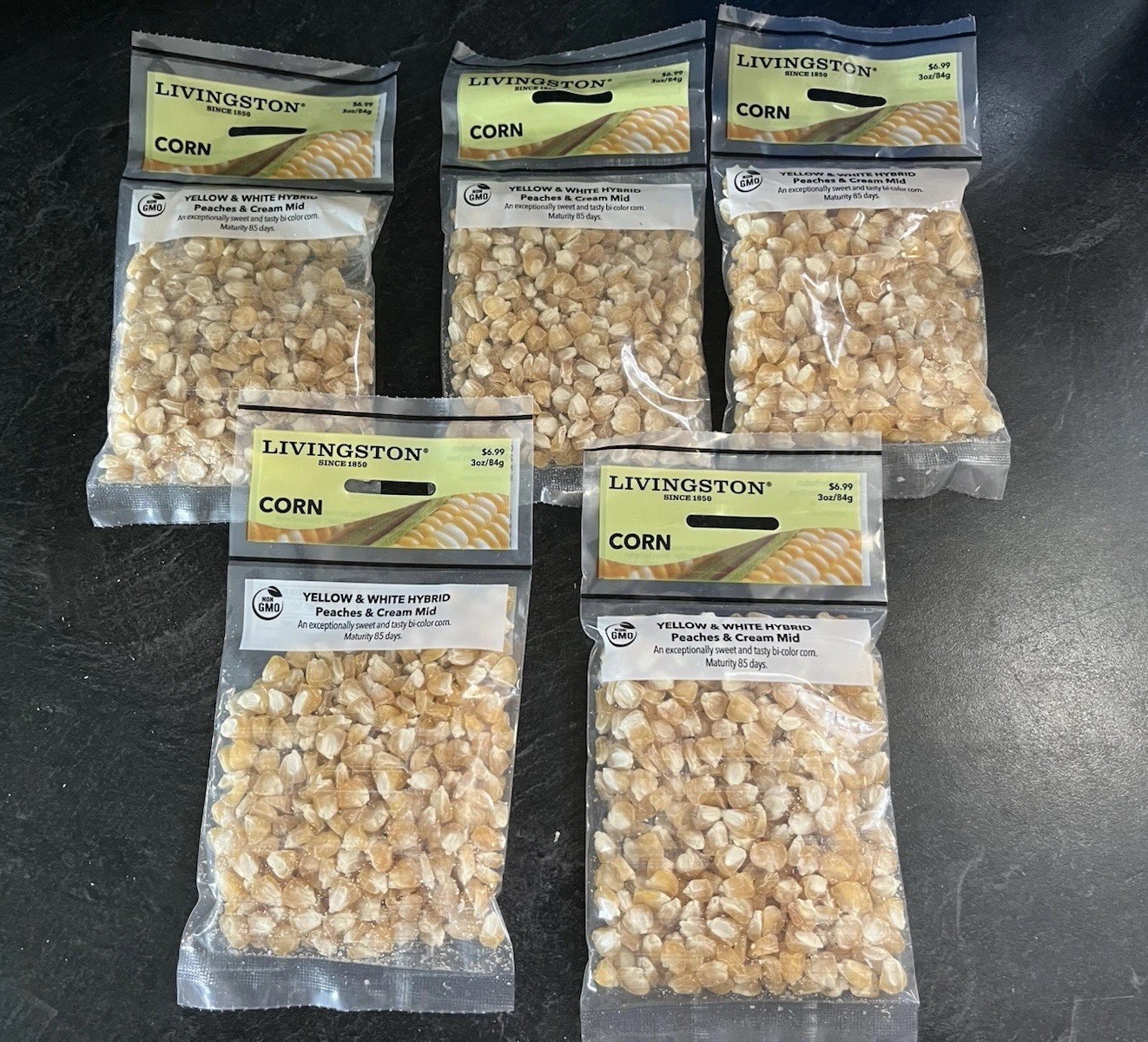 5 Bags Livingston Yellow & White HYBRID Peaches & Cream Mid , 3 Oz. Bag