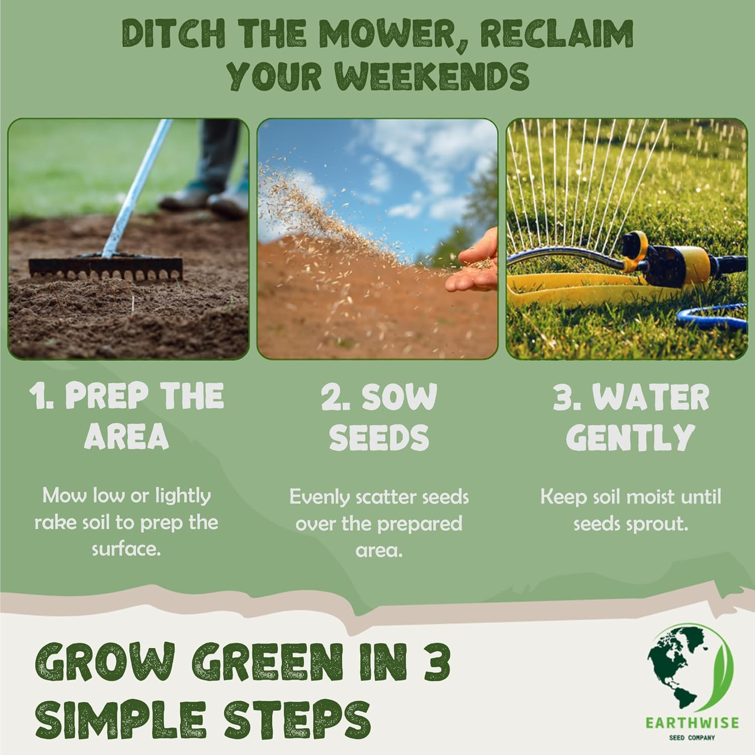 Earthwise Ecoseed Grass Seed – No Mow, Low Maintenance Lawn Seed Mix, Fine Fescu