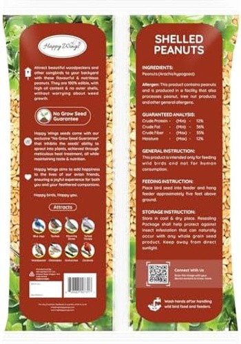 Happy Wings Shelled Peanuts Seeds Wild Bird Food – 5 Pounds I No Grow Seed I …