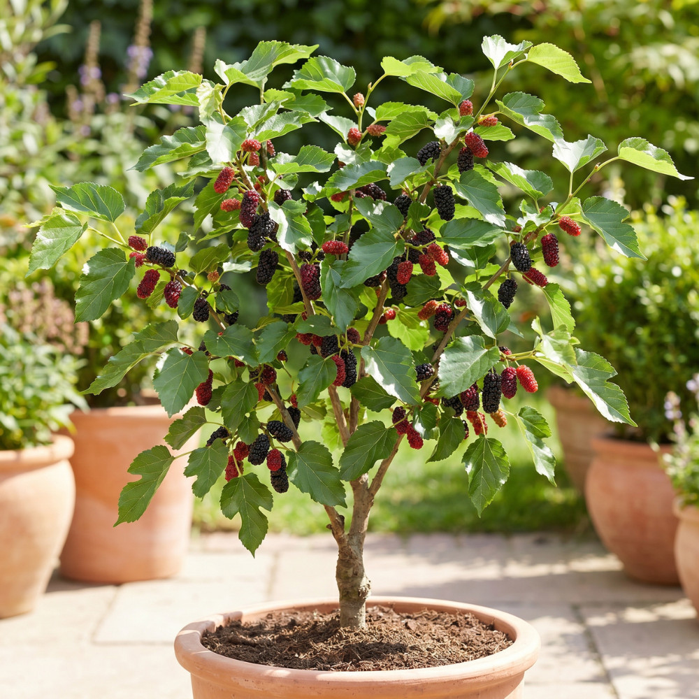 Dwarf Everbearing Mulberry Live Plant 4-6 Inches Tall Rooted Fruit Tree