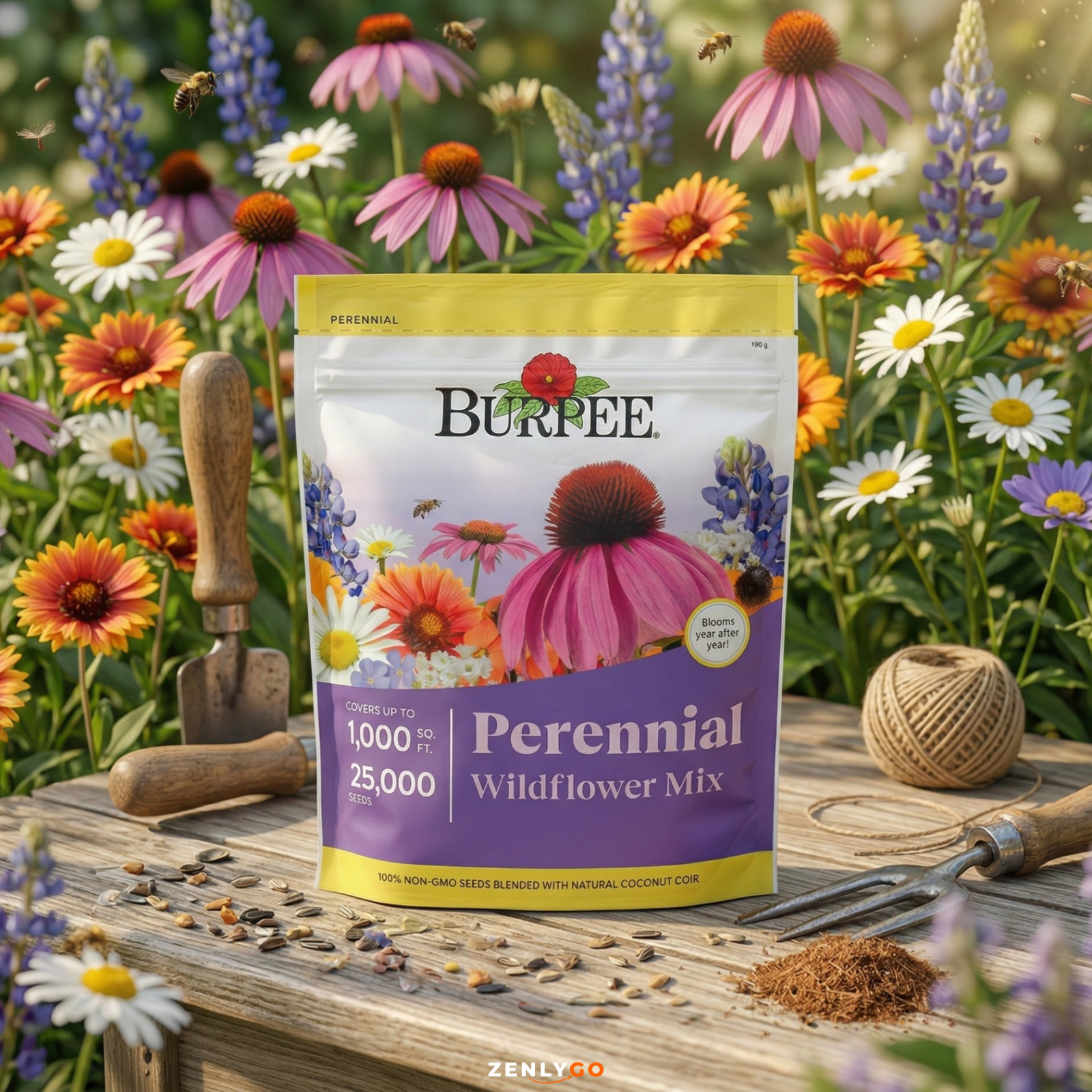 Burpee Wildflower 25,000 Bulk, 1 Bag, 18 Varieties of Non-Gmo Flower Seeds Polli