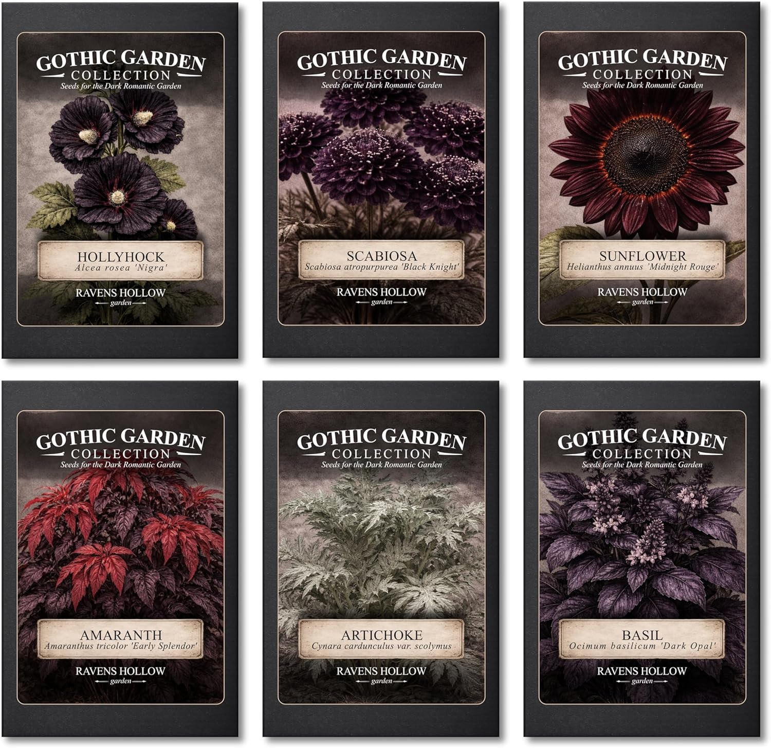 Gothic Garden Seed Collection, 6 Open-Pollinated Flower & Foliage Varieties