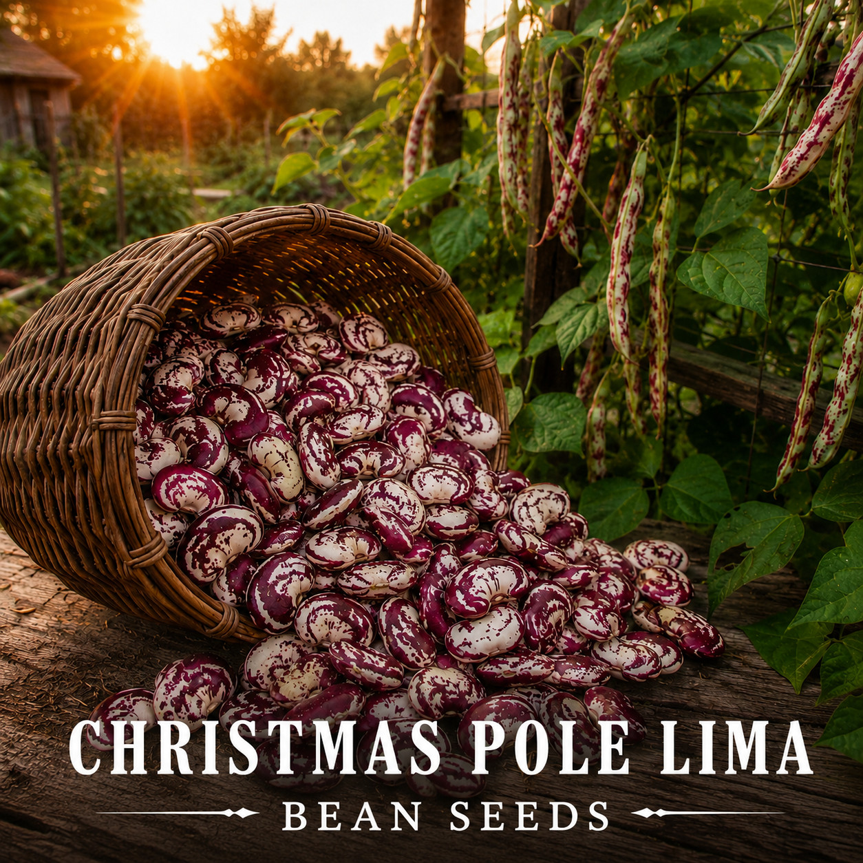 Christmas Pole Lima Bean Seeds – Heirloom Pole Bean Seeds for Dry Beans 15 seeds
