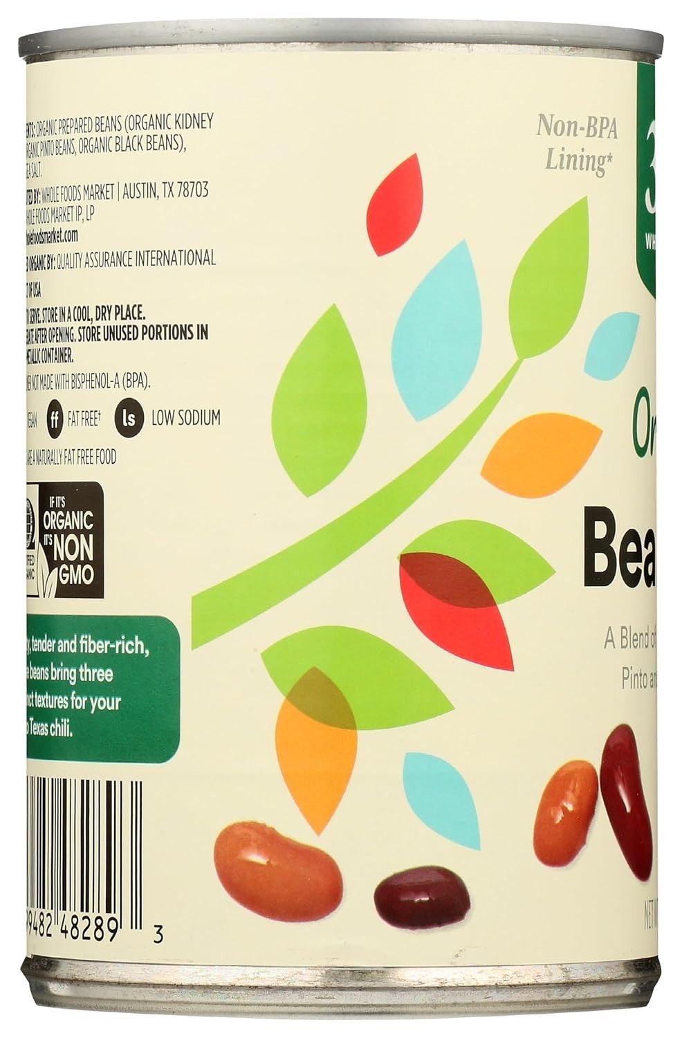 15 Ounce Organic Kidney Pinto Black Beans Low Sodium Whole Beans